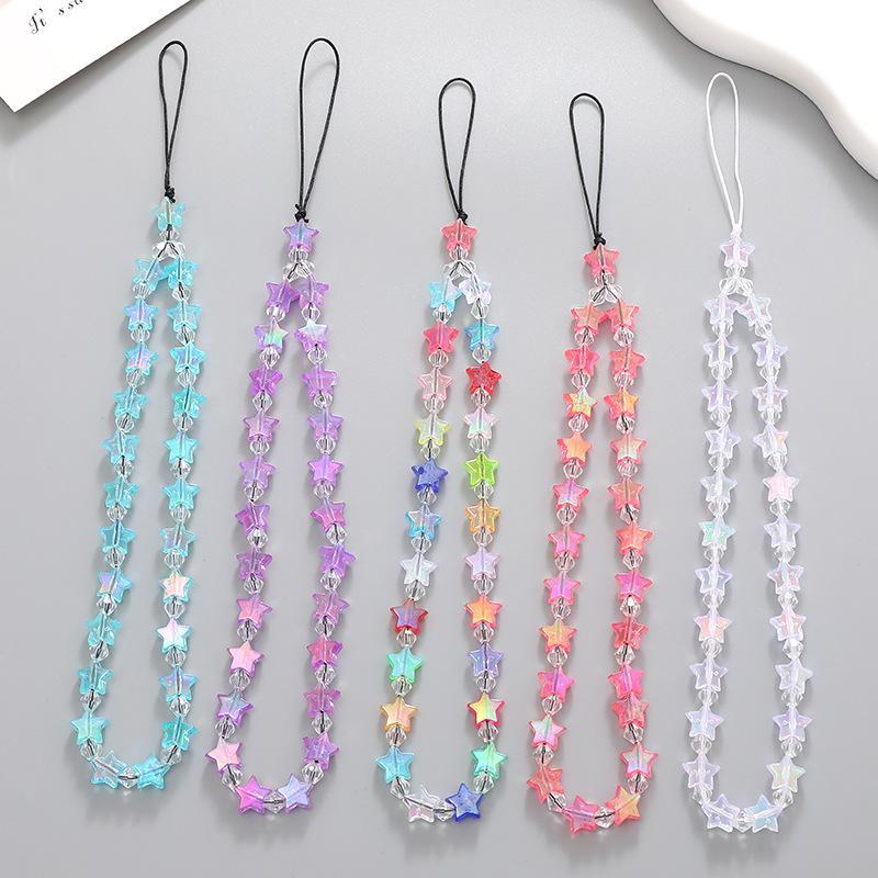 Cute Star Design Beaded Phone Chain, 1 Count Anti-lost Short Phone Lanyard, Decorative Phone Strap for Women & Girls, Fashion Phone Accessories