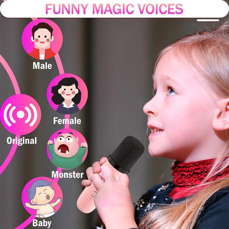 Portable Karaoke Machine with Microphone, Mini Karaoke Machine with Wireless Microphone, Portable Speaker with Voice Changing Effects & LED Lights, Christmas Gift