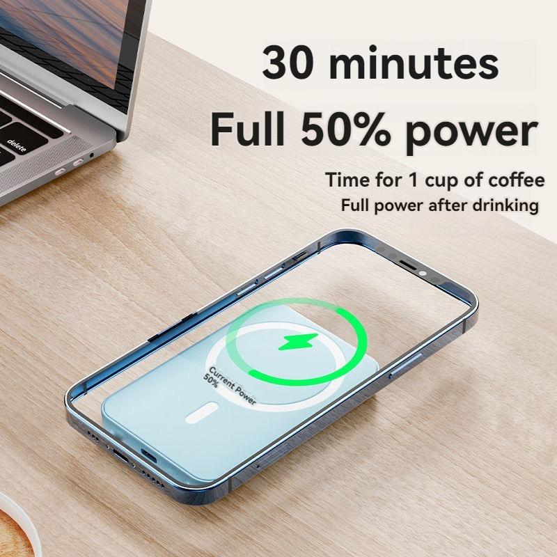 Power Bank Charger 2 in 1 10000mAh Mobile Power Magnetic Battery Pack for iPhone 16 15 14 13 12 11 xr x, Wireless Flash Charging Compact Portable Digital Display Mobile Phone Power Bank Without Charging Cable Accessories Smartphone Rechargeable