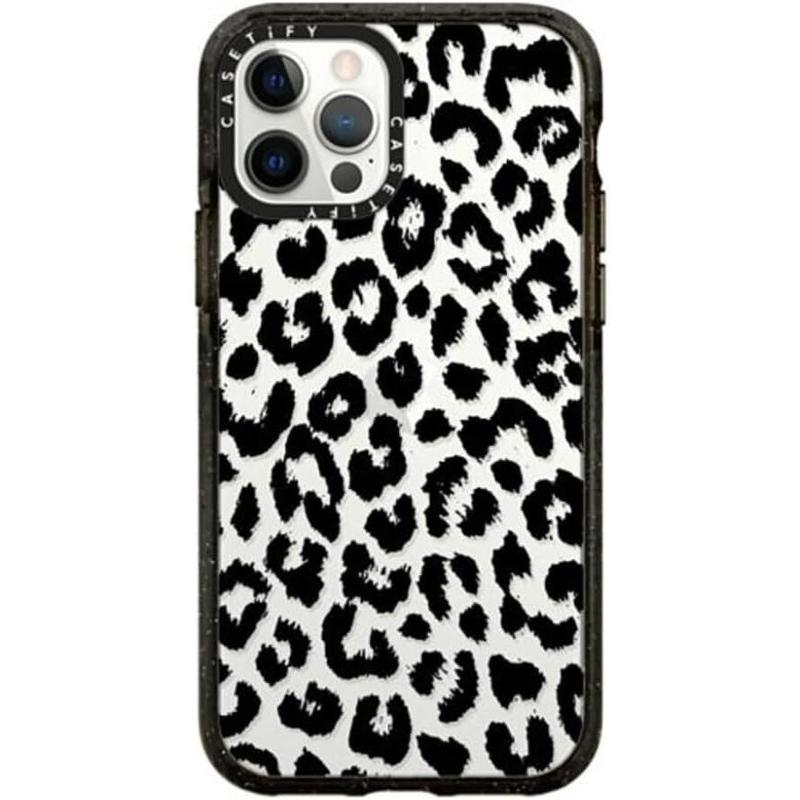 CASETiFY Impact  for iPhone 16 15 14 13 12 Pro Max - Black Transparent Leopard - Clear Black   iphone Protector Cover Screen Protector Smartphone