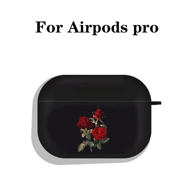 Elegant Rose Design Earphones Case with Hiking Buckle, Floral Pattern Shockproof Anti-fall TPU Cover for AirPods 1 2, 3, Pro, Pro 2, Gift for Birthday