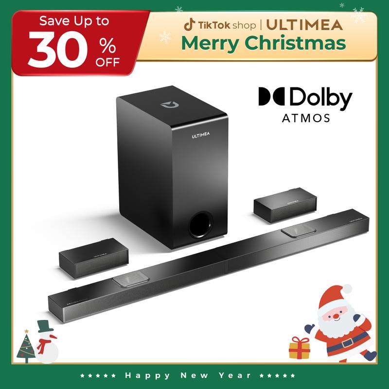 ULTIMEA Nova S80 360-degree Dolby Atmos home theater surround sound system.Sound effect speaker.TV soundbar and home speaker.Subwoofer with BassMX technology.Supports 4K HDR,HDMI and Bluetooth.Soundbar for smartphones.Party speaker. Audio