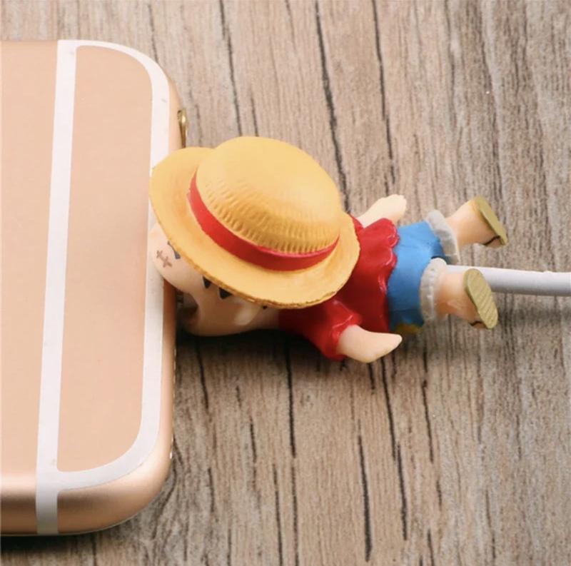 One Piece Anime Kawaii Cable Bite Protector for iPhone USB Cable Organizer Winder Luffy Zoro Toys