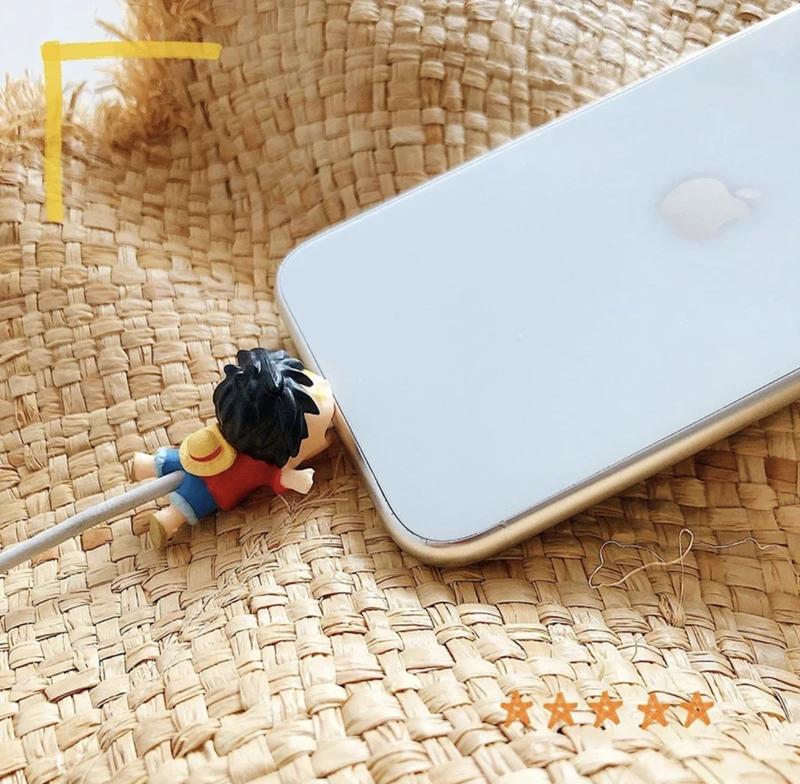 One Piece Anime Kawaii Cable Bite Protector for iPhone USB Cable Organizer Winder Luffy Zoro Toys