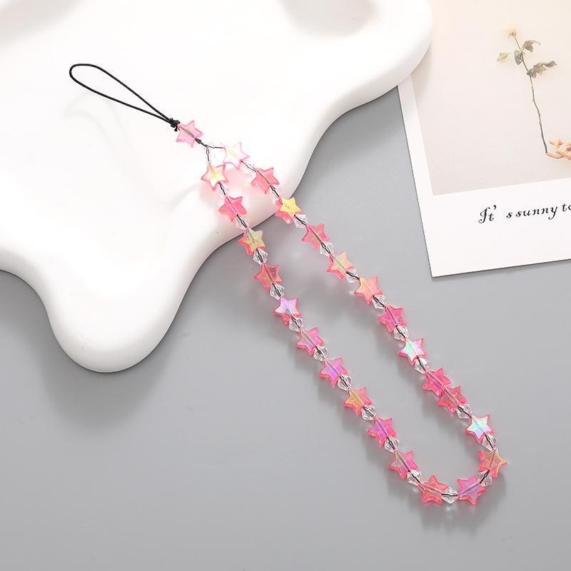 Cute Star Design Beaded Phone Chain, 1 Count Anti-lost Short Phone Lanyard, Decorative Phone Strap for Women & Girls, Fashion Phone Accessories