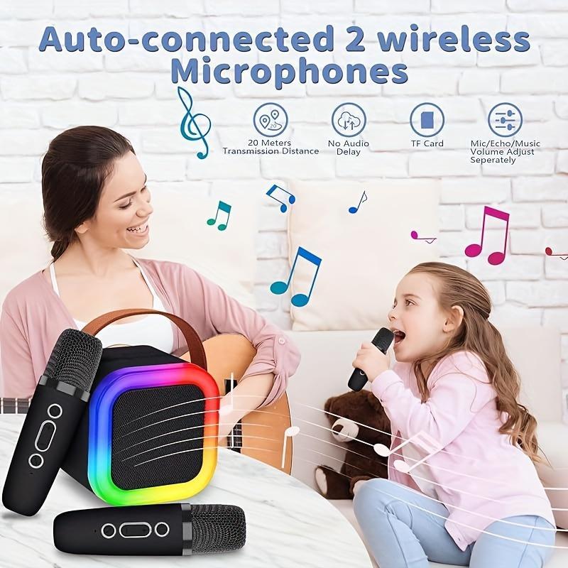 Portable Wireless Speaker with Microphone, Rechargeable LED Light Bluetooth-compatible Speaker with Microphone, Home Karaoke Machine for Home Party