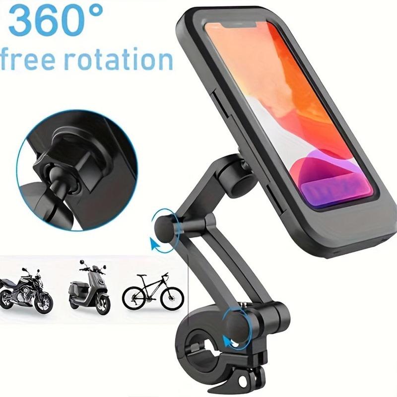 Bicycle Phone Holder, Adjustable 360° Rotatable Universal Bicycle Phone Holder with Waterproof Case, Rain-proof Holder for Bicycle Handlebar