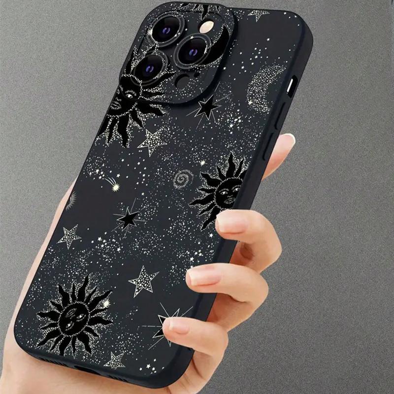 Star & Moon Pattern Phone Case, Anti-drop Cellphone Protective Case, Total Protective Shockproof Mobile Phone Cover for iPhone 16 15 14 13 12 11 Pro Max