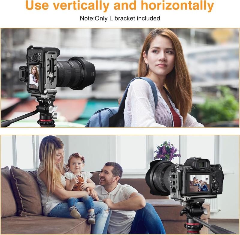 CAMOLO DSLR Foldable Camera Mount L Bracket  Arca Swiss Vertical Horizontal Tripod, Quick Release Plate with 1 4