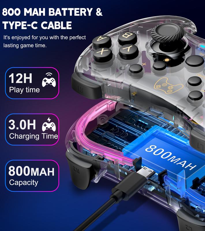 Wireless Switch Controller for Switch Lite OLED PC,Wireless Switch Pro Controllers with RGB Light, Programmable, TURBO & Wakeup