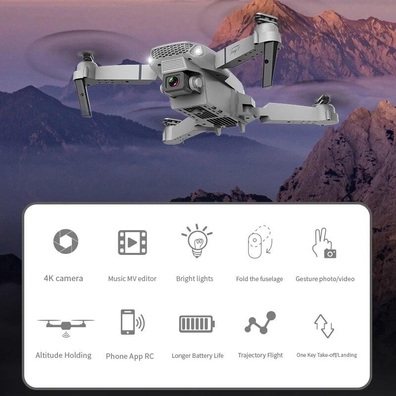 New E88 Pro WIFI FPV Drone Wide Angle HD 4K 1080P Camera Height Hold RC Foldable Quadcopter Dron Helicopter Toys Gift Folding