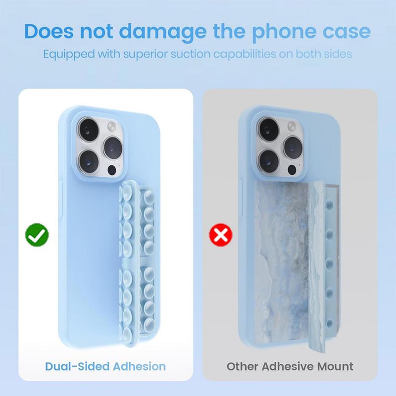 Silicone Suction Cup Phone Case Mount, Double Sided Phone Stand, Hands-free Strong Grip Holder for Phone Selfies and Videos, Phone Accessories