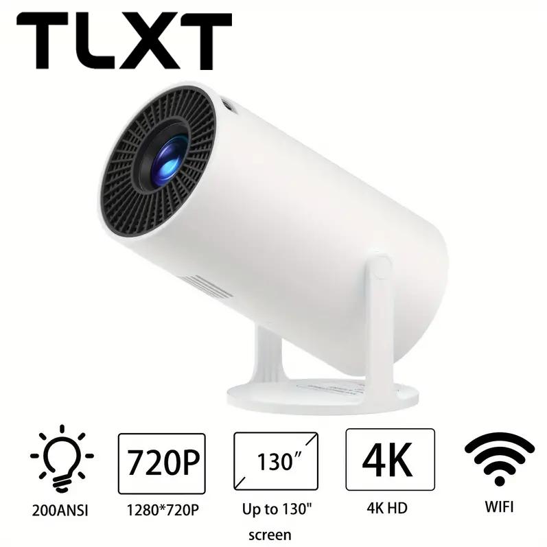 TLXT Smart HD projector, portable projector 1080P full HD support, wireless screen projection, keystone correction, 180° rotating outdoor projector