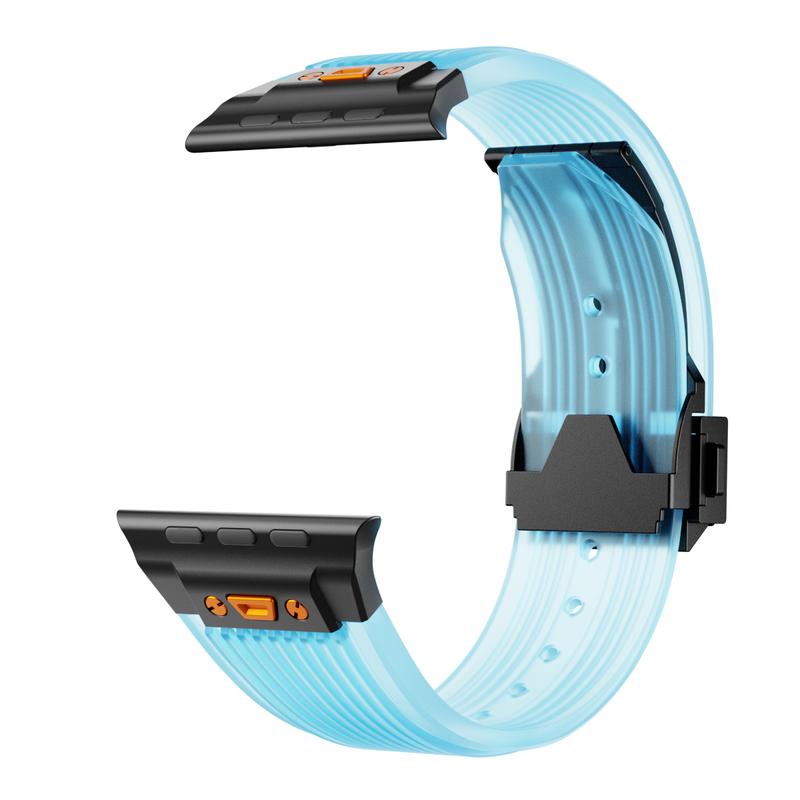 Clear Silicone Strap Ultra 2 49mm Band for Apple Watch 45mm 44mm 42mm Series 9 8 7 6 5 Se for Men Stainless Steel Folding Clasp Accessories