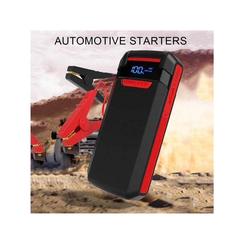 4 In 1 10000mAh Rechargeable Battery Starter Multifunctional Portable Car Jump Starter, 2500A Peak Fast Charging (Universal For All 12V Cars) Jump Starter With Display, Smart Jumper Cables, LED Light Complimentary Toolkit