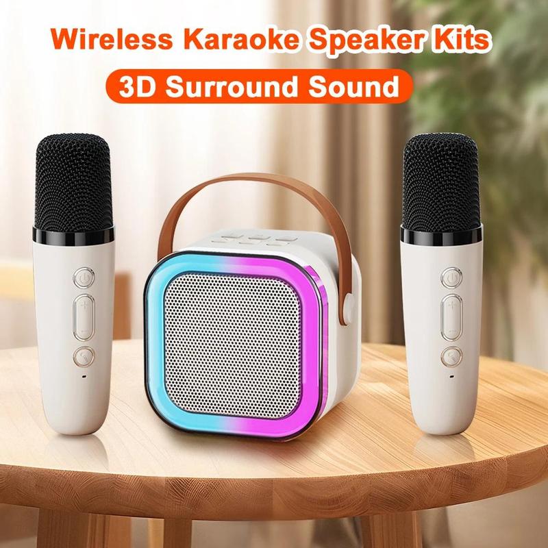 K12 Mini Karaoke Machine with Wireless Microphone, 1 Count Portable Wireless RGB Light Speaker, Home Karaoke Machine, Portable Handheld Karaoke Mics Speaker Machine