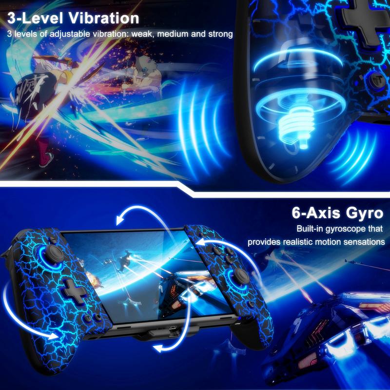 Switch Controller Portable Mode Dedicated Controller Wireless Switch Controller with Macro Function Rear Buttons Turbo Rapid Fire Sleep Wake Vibrate Glowing Grip Type Controller 1000mAh Battery Compatible with Switch Switch OLED