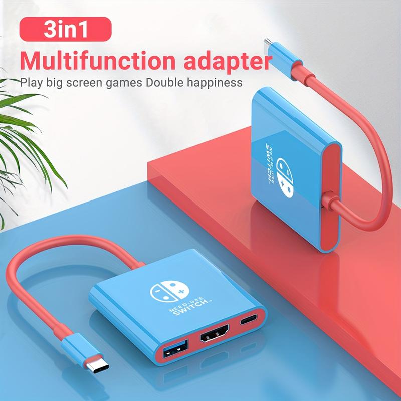 4K HDMI Output 3-in-1 Switch Dock for Nintendo: Portable TV Adapter with USB C Charging for Switch OLED, Steam Deck & Samsung DeX Accessories Console Smartphone