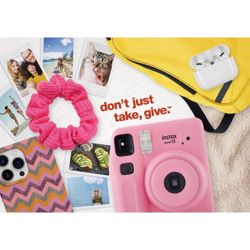 instax Mini SE Instant Camera with Bonus 10 pack Mini Film, Pink