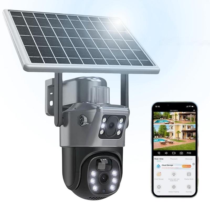 Solar Powered Security Camera, 2K Wireless Outdoor Security Camera, 360° View Pan Tilt Low Power Consumption WiFi Security Camera with AI Move Detection, Christmas 2024