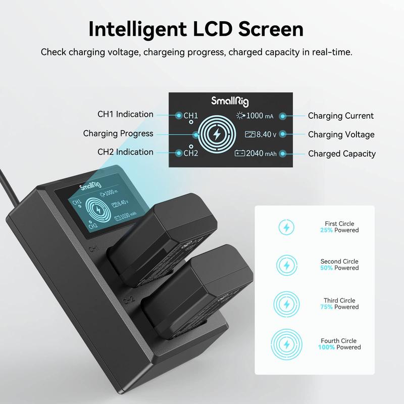 SmallRig NP-FW50 Camera Battery Charger Set for Sony ZV-E10, A6400, Double Slot NP-FW50 Battery Charger for Sony ZV-E10, A6000, A6500, A6300, A6400, A7, A7 II, A7R II, A7S II, A7S, A7R, RX10-3818