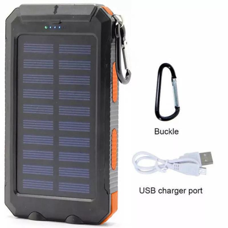 Portable Power Bank - Solar Charger, Flashlight,Compass,USB Output, iPhone & Android Compatible -Emergency Backup Battery Pack for Outdoor