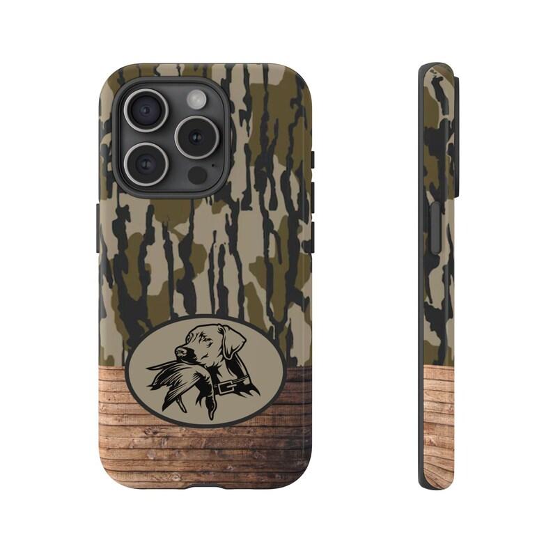 Bottomland Woodland Camo Tough Phone Case, Deer, Duck Dog, Bird Dog Hunting Camo, Ol School Southern Style Preppy Aesthetic iPhone 16 15 14 13 12 11 X 8 Plus Mini Pro, Outdoorside, Gifts For Boyfriend