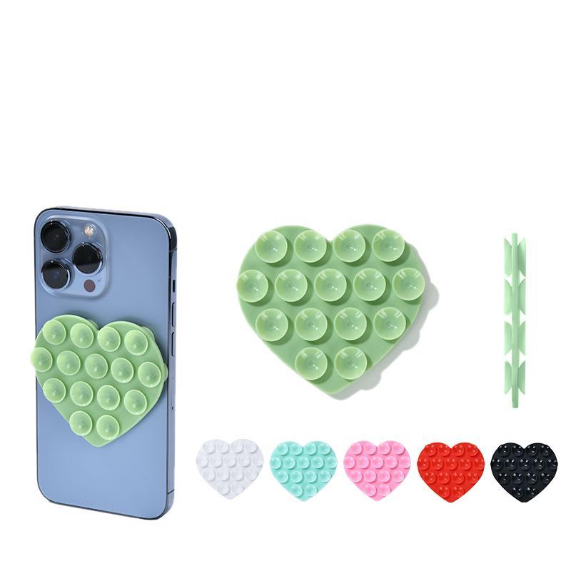 Heart Shaped Silicone Phone Holder, 1 Count Creative Suction Cup Phone Stand, Phone Accessories for Home Office (Phone Not Included)