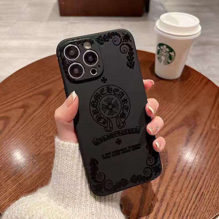 Chrome Hearts Leather Black Cross iphonecase,Luxury Cute Phone Case For iPhone 16 15 14 13 12 11 Pro Max Cover iphone 16 pro max case