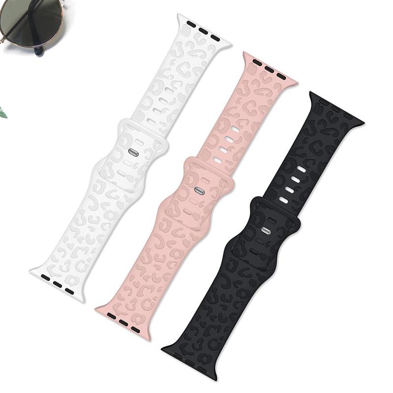 Leopard Print Design Watch Band(Band Only), Fashion Silicone Watch Band Compatible with Apple Watch, Universal Sports Watch Band for Men & Women