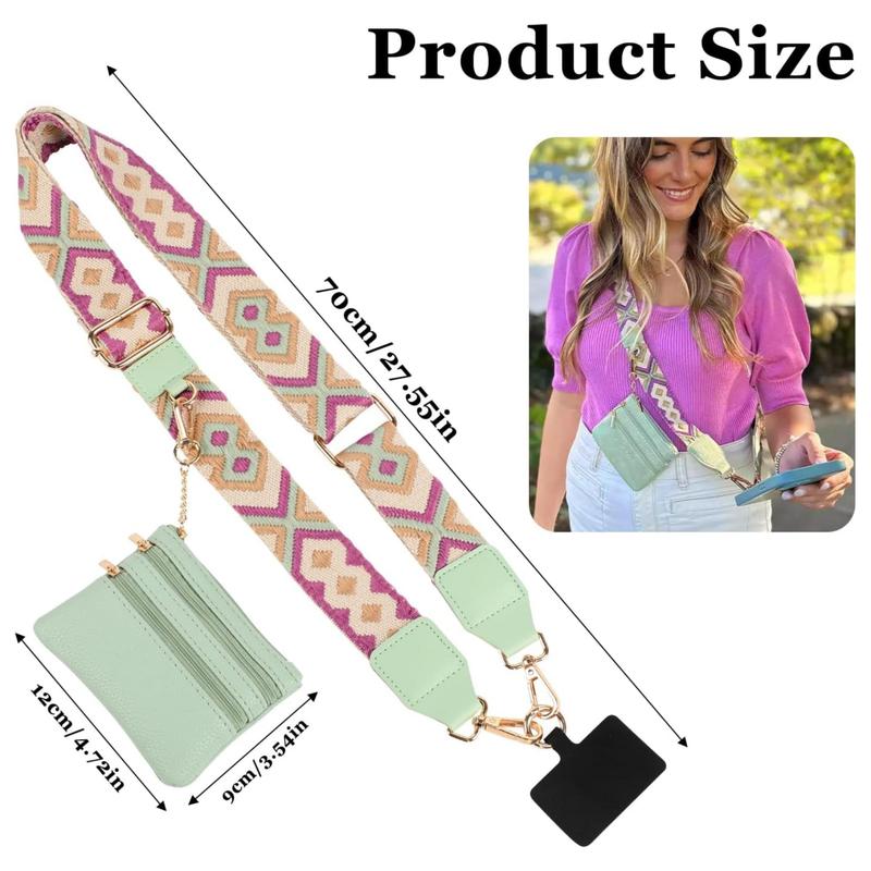 Fashionable Phone Lanyard with Zipper Pocket, 1 Count Crossbody Phone Strap with Pocket, Phone Accessories for Women & Girls