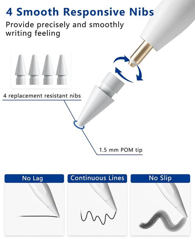 iPad Pencil 2nd Generation with Magnetic Fast Charging, Tilt Sensitivity, Same as Apple Pencil 2nd Gen, Stylus Pen Work for iPad Pro 11 in 1 2 3 4, iPad Pro 12.9 in 3 4 5 6, iPad Air 4 5,iPad Mini 6 Accessories Computer Smooth Writing Tablet Smartphone