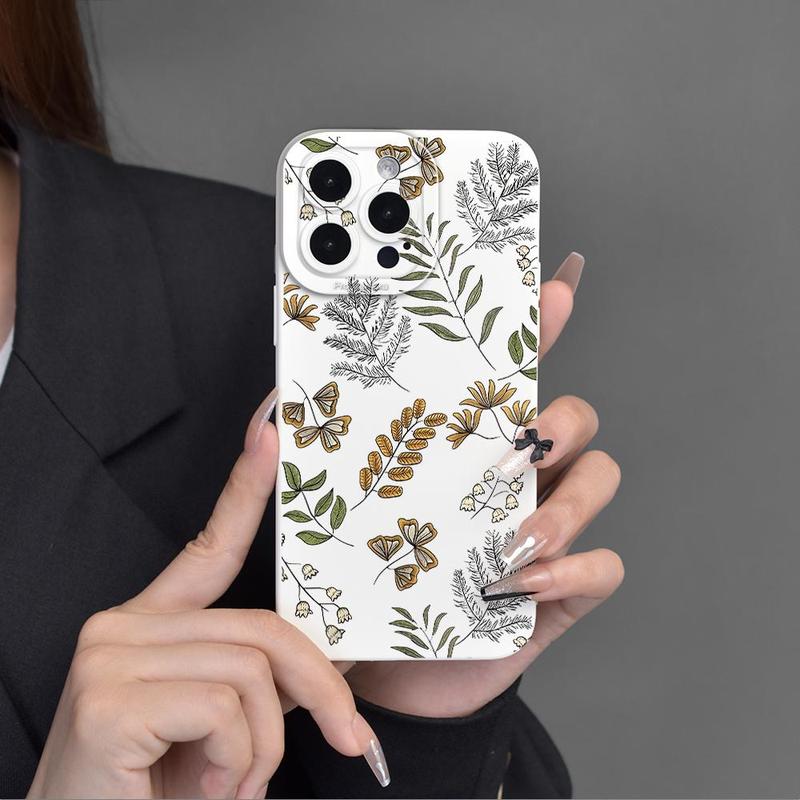 Floral Pattern Design Phone Case, 1 Count Shockproof Phone Protective Cover, Phone Accessory Compatible with iPhone 15 14 13 12 Series