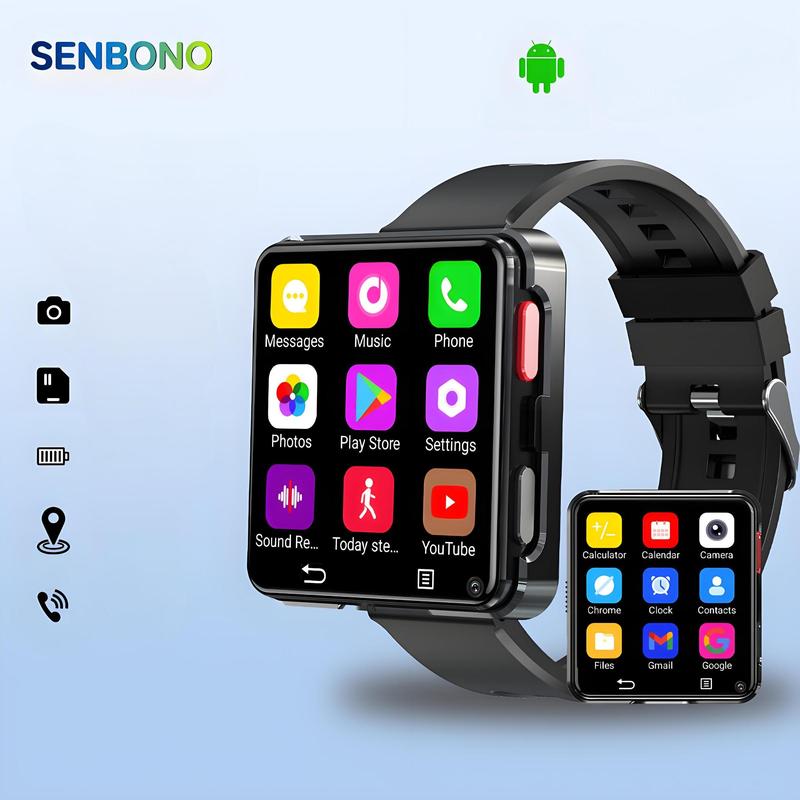 SENBONO 4G Android 11.0 OS HD Calling Smart Watch with Wireless Call Dial, 3GB+32GB Multi-sport Mode Sport Watch, Android GPS WIFI Smartwatch