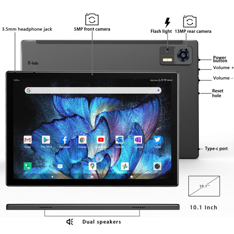 2024 Latest WiFi 6 Android 14 Tablet 10 inch, 8+64GB ROM (1TB TF Support), Octa-Core| Google GMS Certification| 5+13 MP| 1.8GHz| 6000 mAh| Tablet with Keyboard Mouse Pen, Support Bluetooth 5.0 android tablet