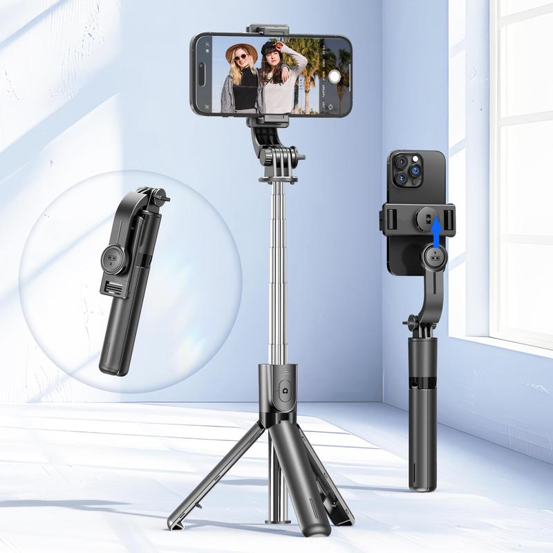 4 in 1 Selfie Stick Tripod, Extendable Phone Tripod Stand with Detachable Wireless Remote & Phone Holder, 360° Rotating Mini Travel Tripod for Outdoor & Indoor