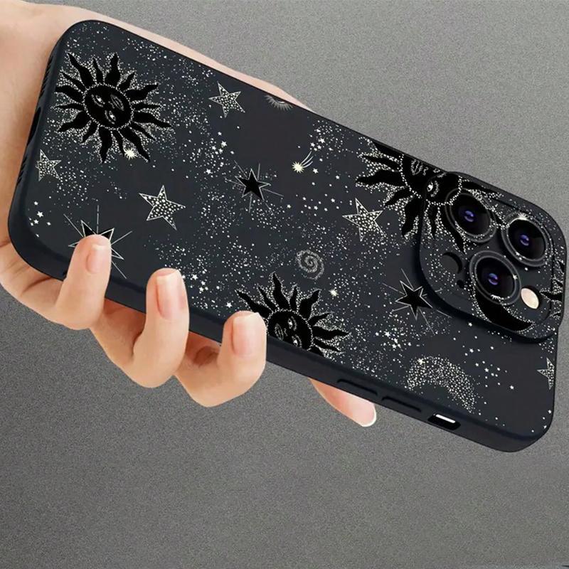 Star & Moon Pattern Phone Case, Anti-drop Cellphone Protective Case, Total Protective Shockproof Mobile Phone Cover for iPhone 16 15 14 13 12 11 Pro Max