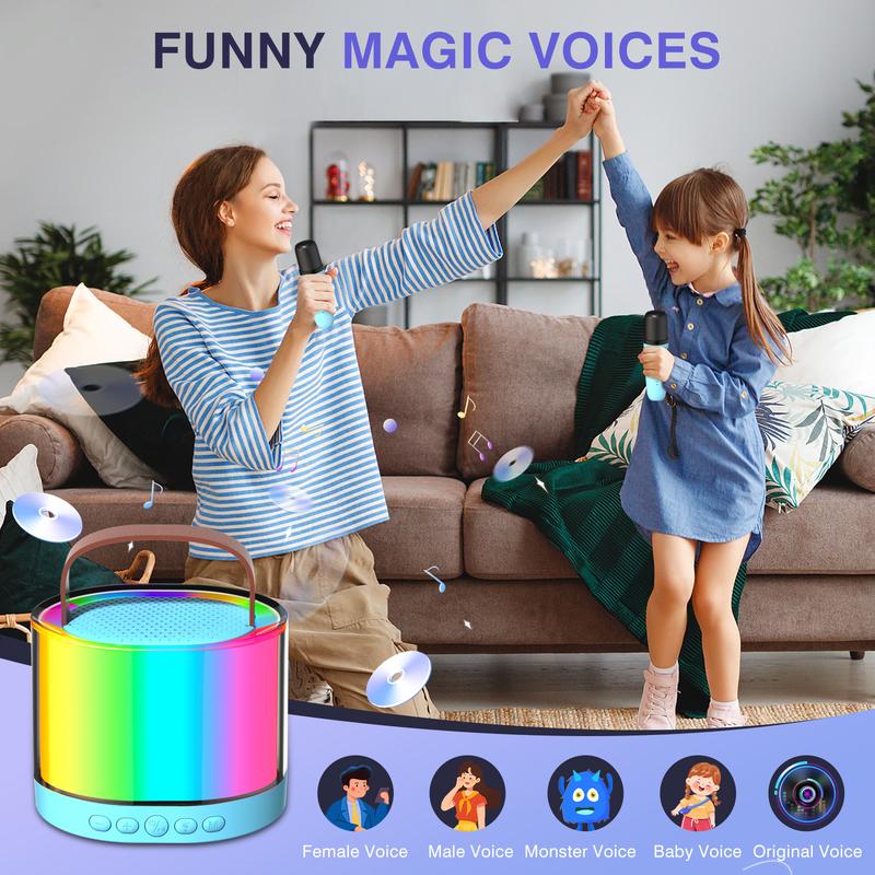 Portable Mini Bluetooth 5.3 Karaoke with Dual Microphone Wireless Free Singing, Ideal Gift for Kids, First choice for Family Party, Easily connect with Smartphone!