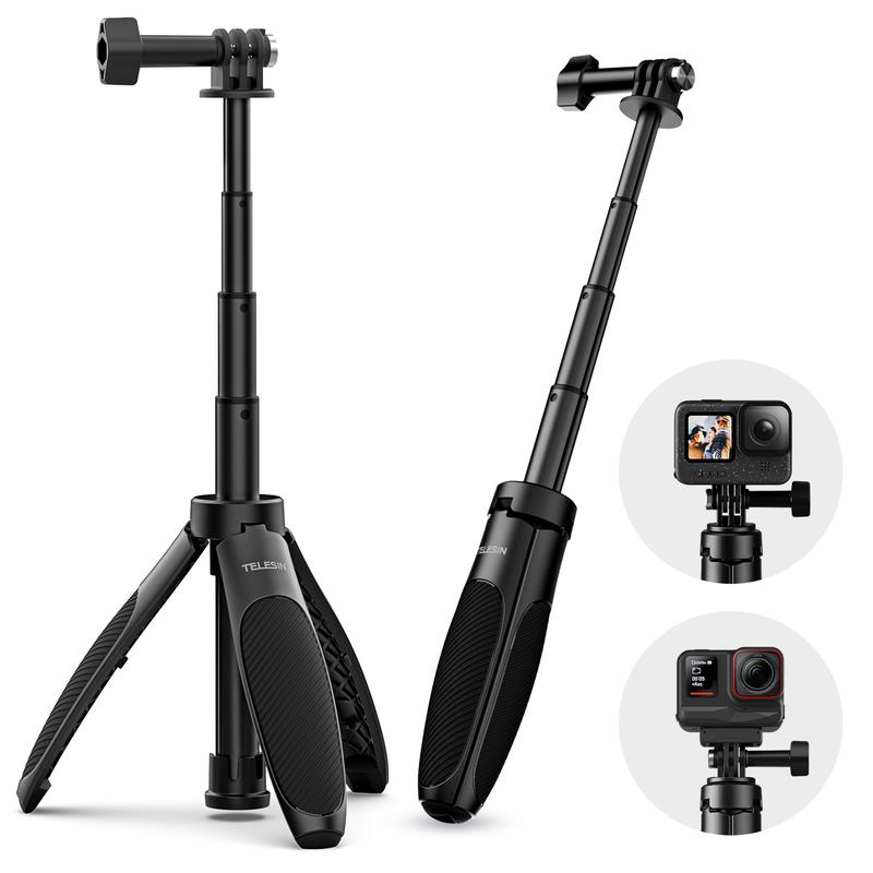 TELESIN° Mini Selfie Stick Tripod for dji osmo action5pro insta360 acepro go pro Hero 13 12 Hero 11 Action Cameras