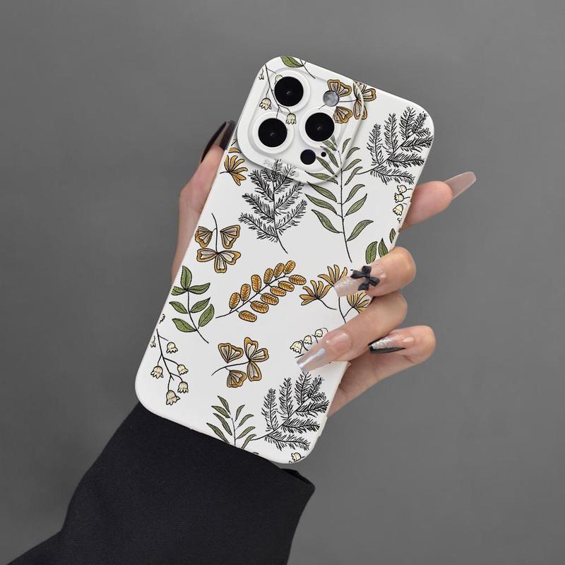 Floral Pattern Design Phone Case, 1 Count Shockproof Phone Protective Cover, Phone Accessory Compatible with iPhone 15 14 13 12 Series