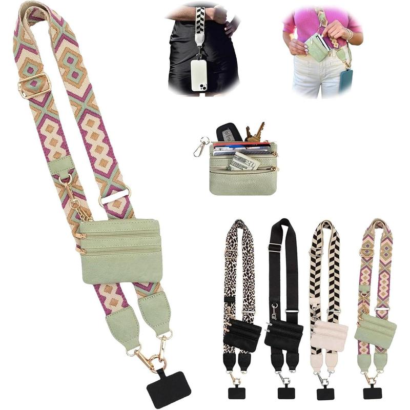 Clip and Go Strap for Phone with Wallet Crossbody,Phone Strap with Zippered Pouch,Adjustable Phone Lanyard with Wallet Smartphone Cellphone