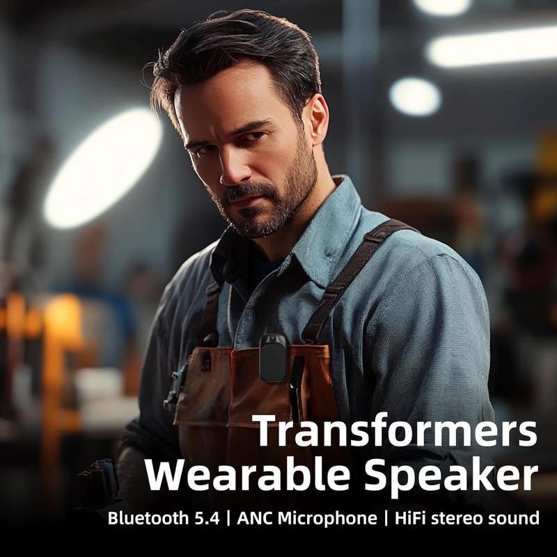 Transformers Wearable Bluetooth Speaker Clip On Mini Portable Speakers Bluetooth Wireless IPX5 Magnetic Speaker Music And Calls For Outdoor Working,Biking,Running 12H Playtime(Black)