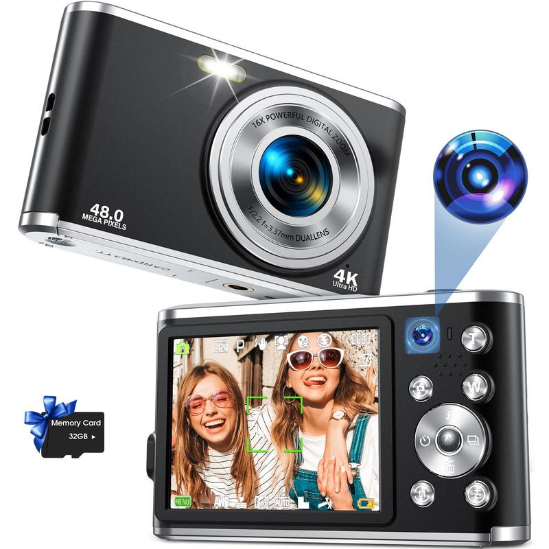 48MP Digital Camera, 4K Video Recording Digital Camera, Front & Back Shooting Digital Camera with 32G Memory Card, Beginner Entry-level Digital Camera, Camera for Vlogging, Portable Camera, Shoot Cameras, Compact Camera, Camera