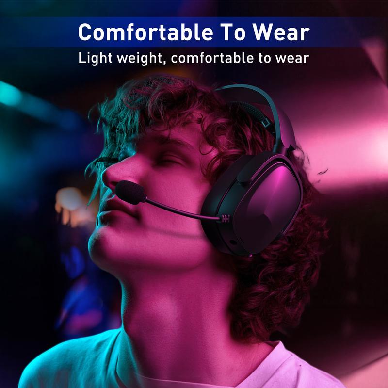 SENZER X100 2.4G wireless gaming headset, get rid of the wired constraints, soft and comfortable ear cups, no pressure on the ears and head, suitable for PS4, PS5, PC, can be connected to different devices via USB, Bluetooth, cable.