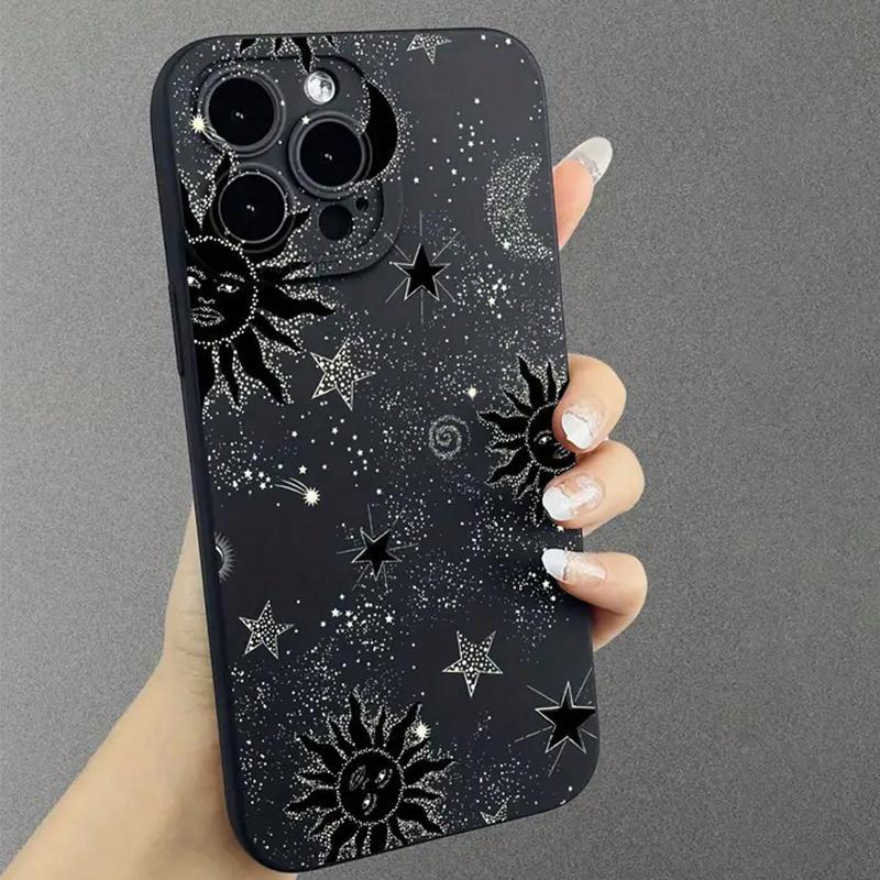 Star & Moon Pattern Phone Case, Anti-drop Cellphone Protective Case, Total Protective Shockproof Mobile Phone Cover for iPhone 16 15 14 13 12 11 Pro Max