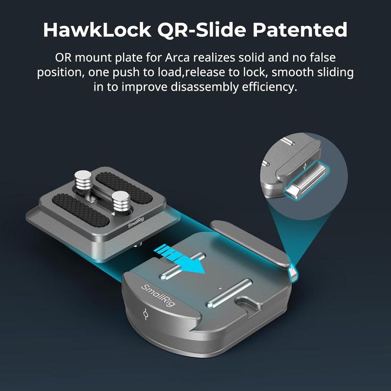 SmallRig HawkLock H38 Quick Release Mount Plate for Arca-Swiss, QR-Slide Camera Mount Plate for Arca with Two 1 4