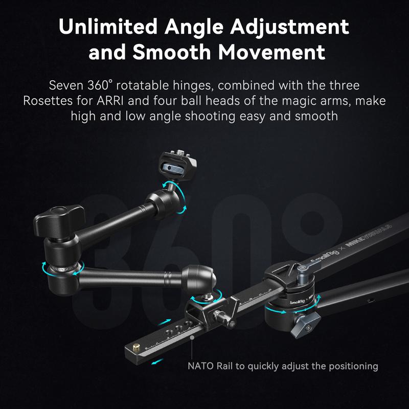 SmallRig x Mikevisuals Tracking POV Kit, Camera Shooting Bracket NATO Extendable Arm by 360° Extension Range 27.6-19.5in, for Couples' Photography Tripod Mode, Max.Lord 3kg (one end) - MD4362