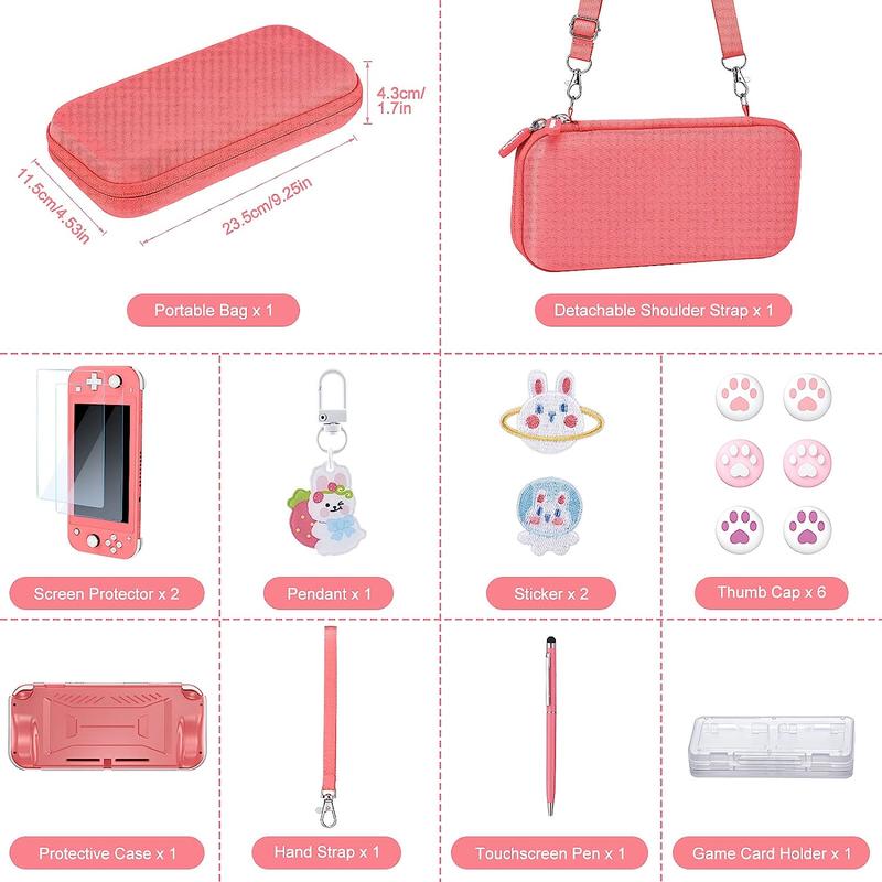 innoAura Switch Lite Case 17 in 1 Accessories Bundle with Switch Lite Carrying Case, Switch Game Case, Switch Lite Screen Protector, Switch Thumb Grips