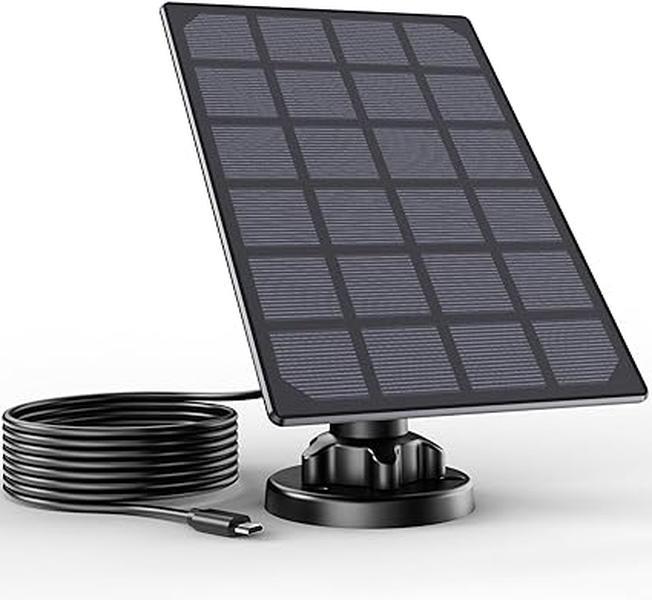 3W Solar Panel with 10ft Charging Cable for Wireless Outdoor Security Camera, Suitable Rechargeable Battery Powered Camera and Waterproof 01