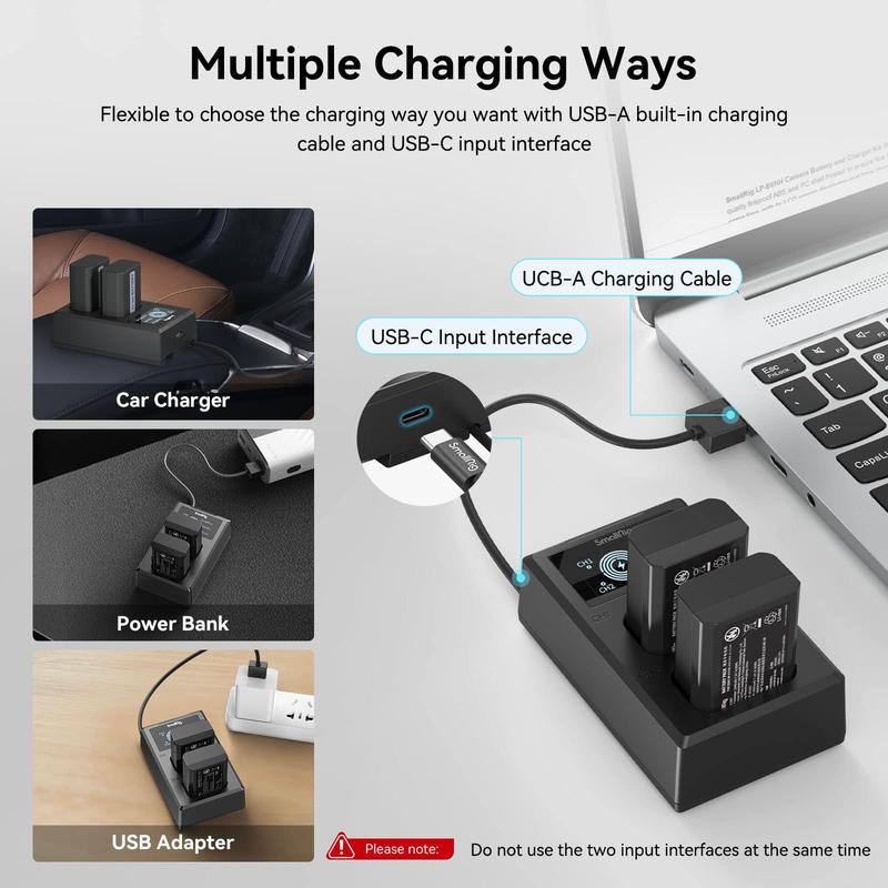 SmallRig NP-FW50 Camera Battery Charger Set for Sony ZV-E10, A6400, Double Slot NP-FW50 Battery Charger for Sony ZV-E10, A6000, A6500, A6300, A6400, A7, A7 II, A7R II, A7S II, A7S, A7R, RX10-3818